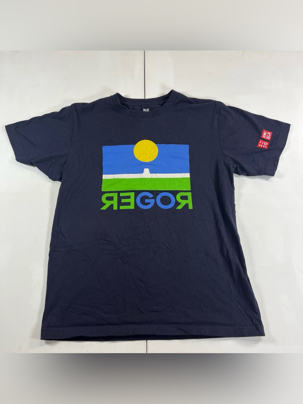 Uniqlo Roger Federer Black Tee T-Shirt Go Roger US Open Tennis Men’s M